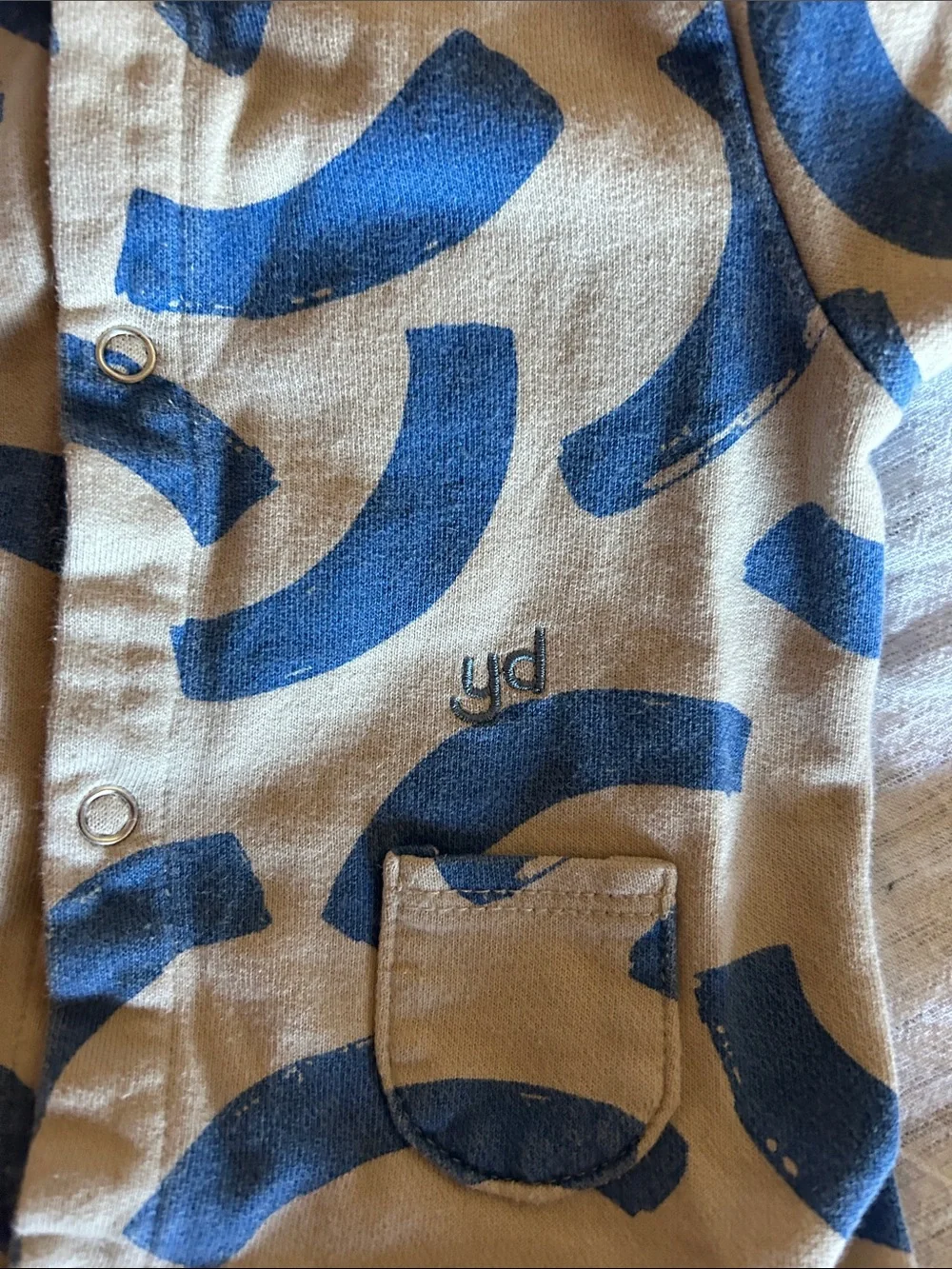 Young Days Beige Kids Footie with Navy Abstract Arcs